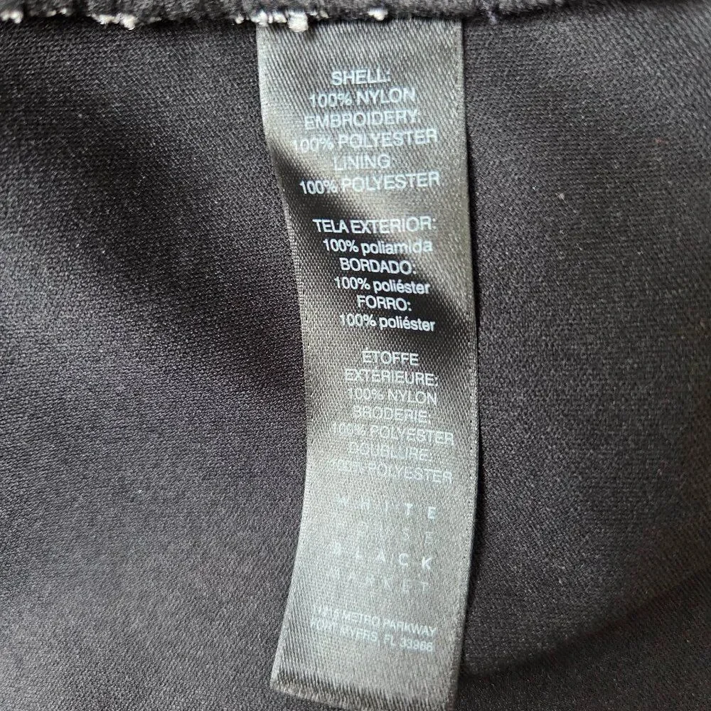 EUC BEAUTIFUL WHITE HOUSE BLACK MARKET WHITE BLACK EMBROIDERED DRESS SIZE 10 / M - Picture 13 of 16